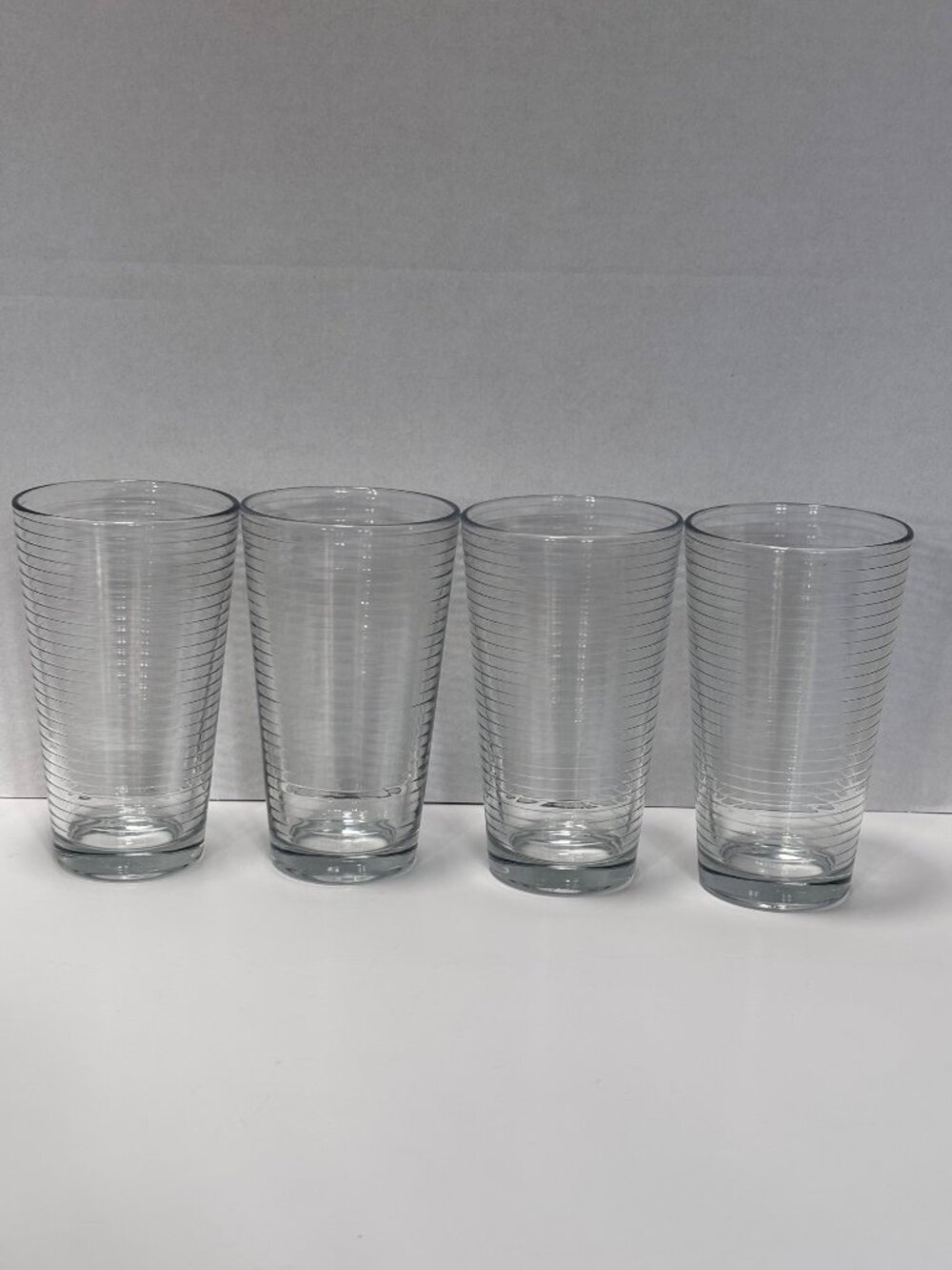 Anchor Hocking Set Of 4 Clear Water Iced Tea Glasses With Ribbed Design VTG 60s